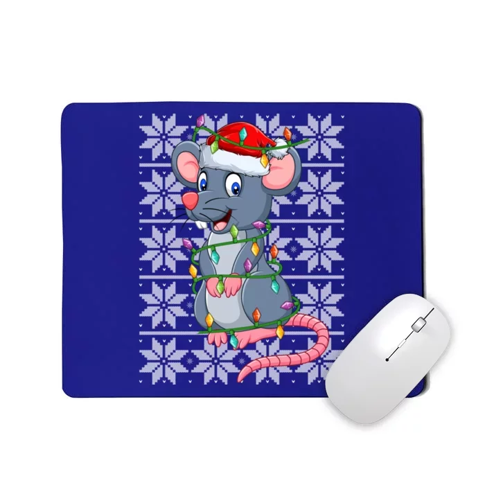 Mouse Xmas Lighting Santa Ugly Sweater Style Mouse Christmas Funny Gift Mousepad