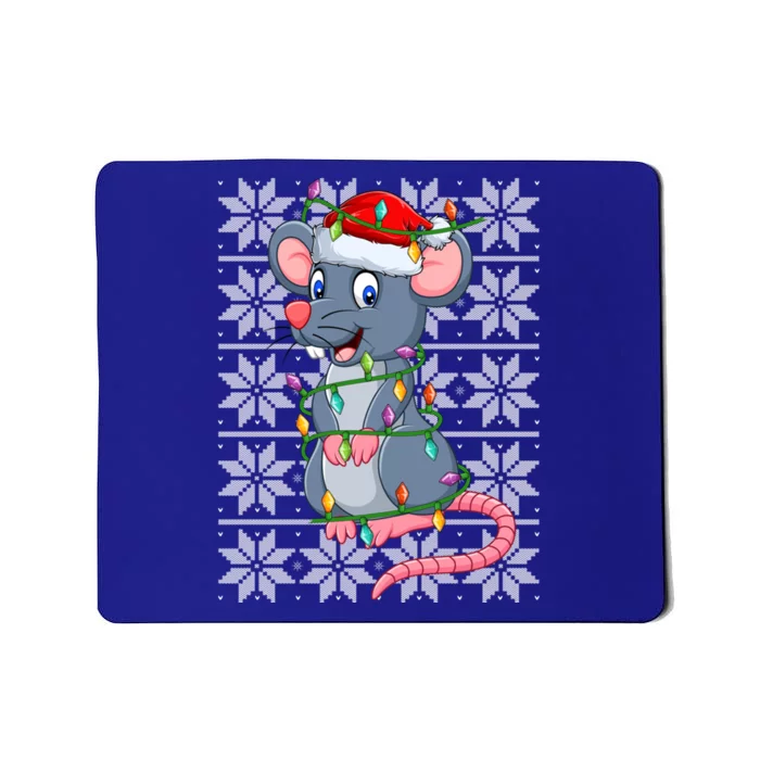 Mouse Xmas Lighting Santa Ugly Sweater Style Mouse Christmas Funny Gift Mousepad