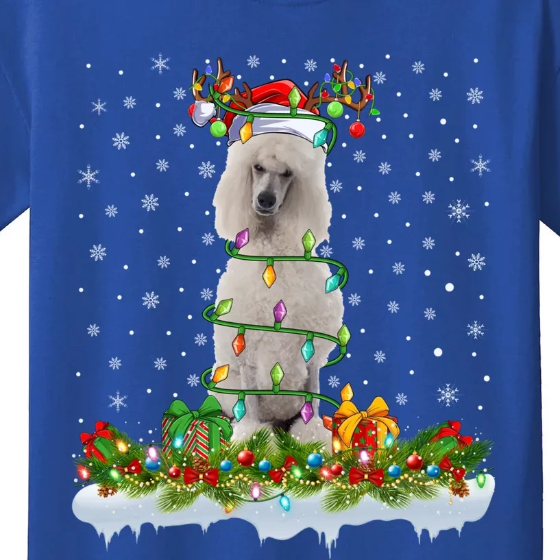 Matching Xmas Lighting Santa Standard Poodle Dog Christmas Cool Gift Kids T-Shirt