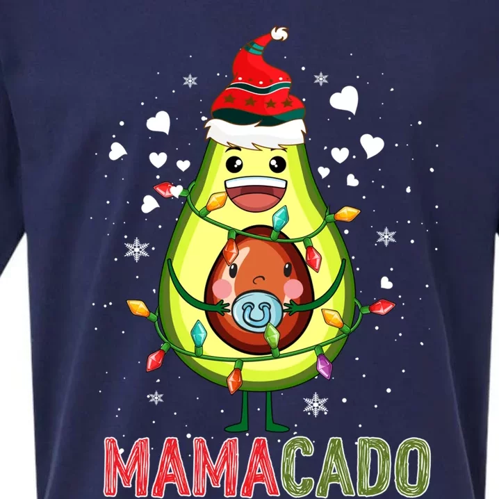 Mamacado Xmas Mama Santa Avocado Pregnancy Announcet Gift Sueded Cloud Jersey T-Shirt