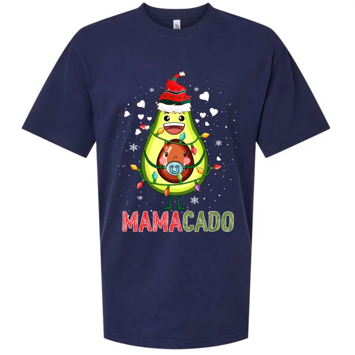 Mamacado Xmas Mama Santa Avocado Pregnancy Announcet Gift Sueded Cloud Jersey T-Shirt