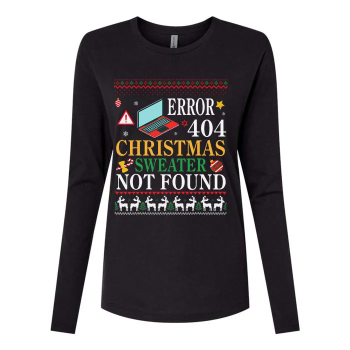 Merry Xmas Noel Day Error 404 Christmas Sweater Not Found Womens Cotton Relaxed Long Sleeve T-Shirt