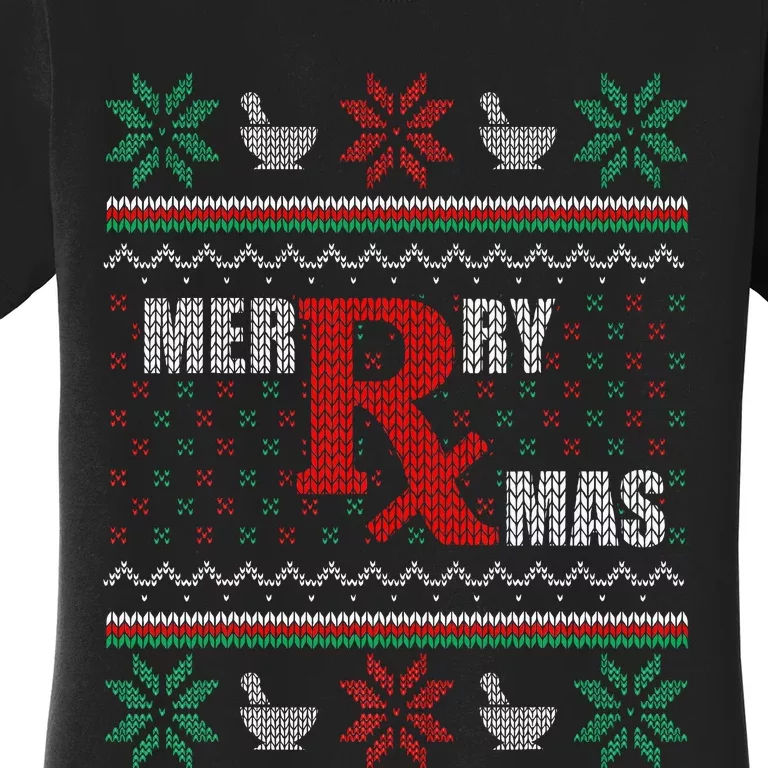 Merry Xmas Pharmacist Ugly Christmas Sweater Pharmacy Tech Women's T-Shirt