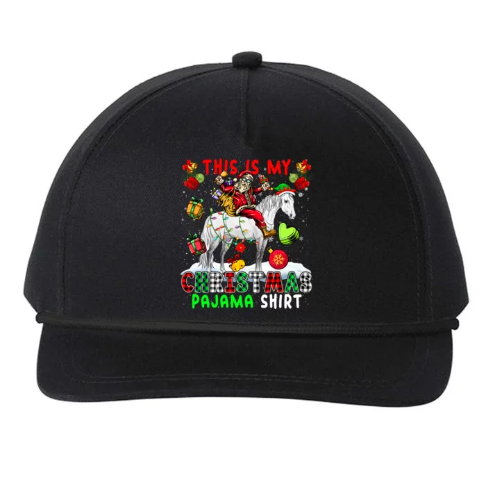 My Xmas Pajama Cool Gift Santa Riding Elf Horse Xmas Presents Gift Snapback Five-Panel Rope Hat