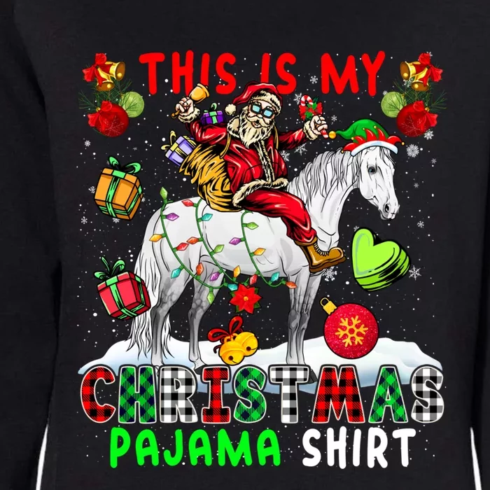 My Xmas Pajama Cool Gift Santa Riding Elf Horse Xmas Presents Gift Womens California Wash Sweatshirt