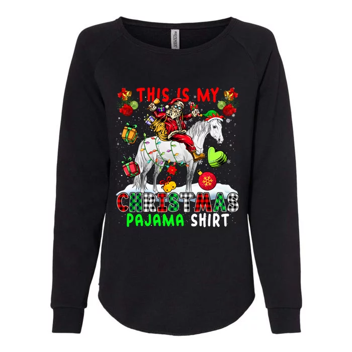 My Xmas Pajama Cool Gift Santa Riding Elf Horse Xmas Presents Gift Womens California Wash Sweatshirt