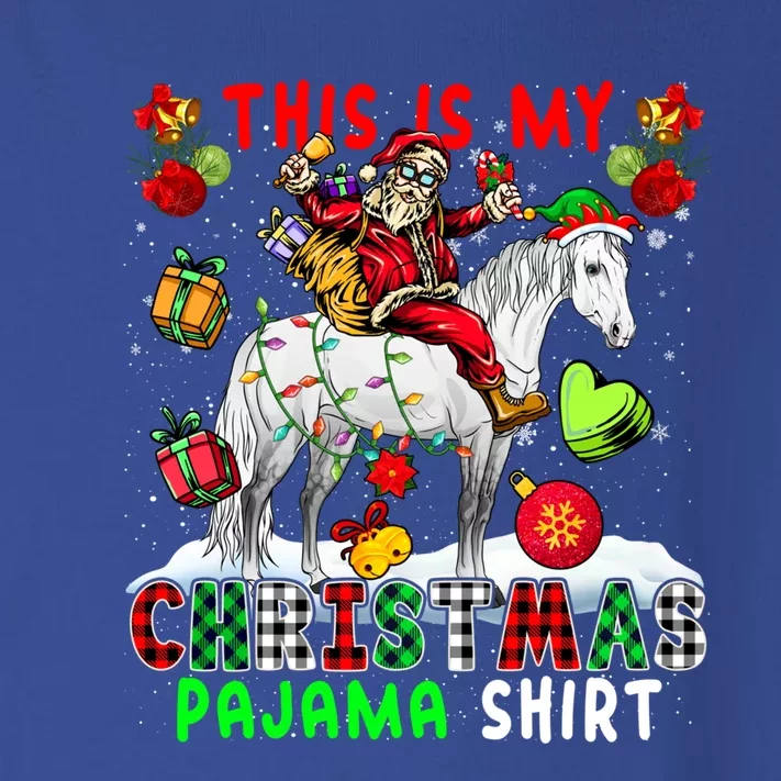 My Xmas Pajama Cool Gift Santa Riding Elf Horse Xmas Presents Gift Toddler Long Sleeve Shirt