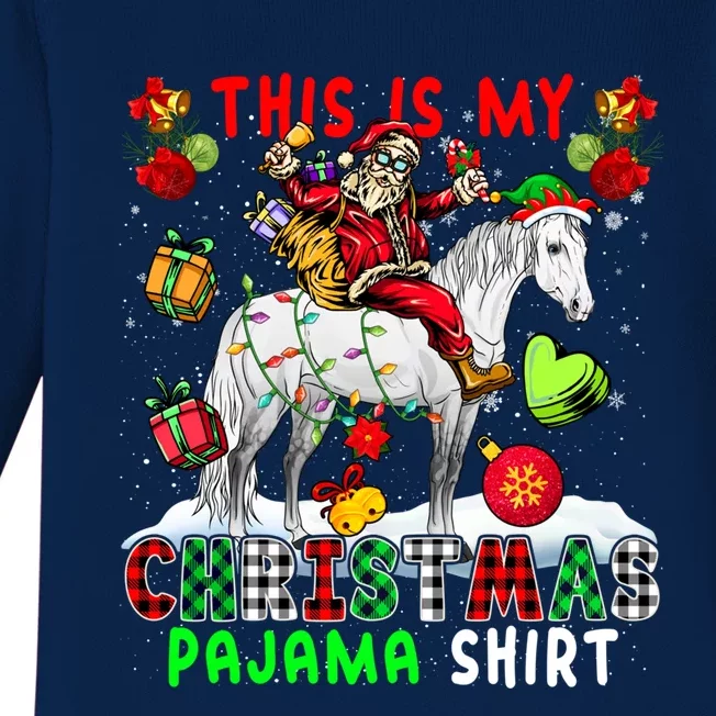 My Xmas Pajama Cool Gift Santa Riding Elf Horse Xmas Presents Gift Baby Long Sleeve Bodysuit