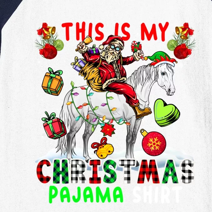 My Xmas Pajama Cool Gift Santa Riding Elf Horse Xmas Presents Gift Baseball Sleeve Shirt