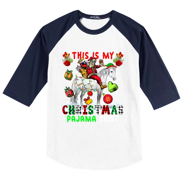 My Xmas Pajama Cool Gift Santa Riding Elf Horse Xmas Presents Gift Baseball Sleeve Shirt