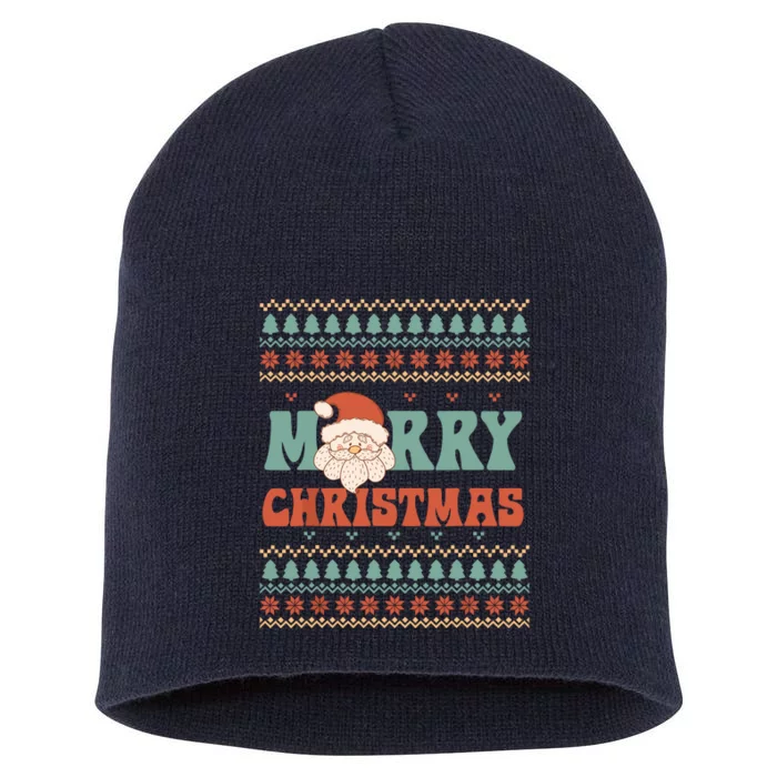 Merry Xmas Santa Ugly Christmas Short Acrylic Beanie