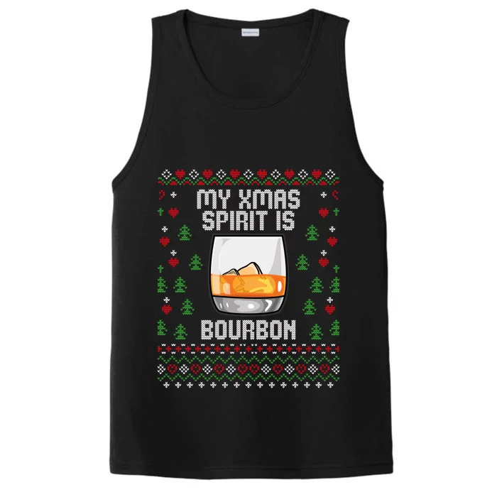 My Xmas Spirit Is Bourbon Ugly Christmas Sweater Gift Performance Tank