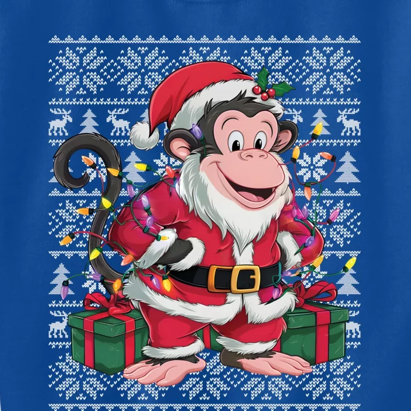 Monkey Xmas Style Ugly Santa Monkey Christmas Funny Gift Kids Sweatshirt