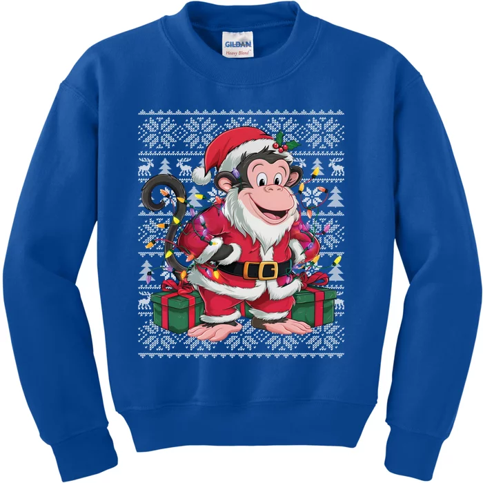 Monkey Xmas Style Ugly Santa Monkey Christmas Funny Gift Kids Sweatshirt