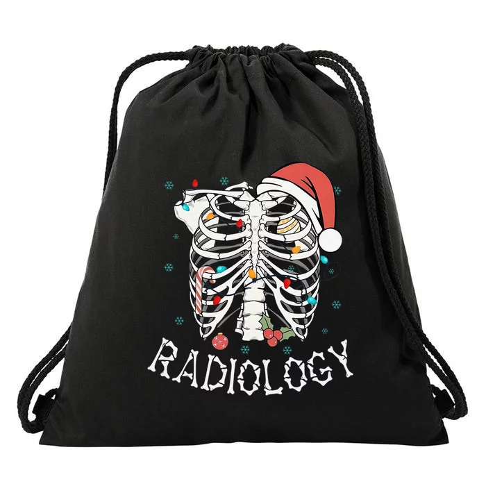 Merry Xraymas Skeleton Rib Cage Radiology Christmas Gifts Drawstring Bag