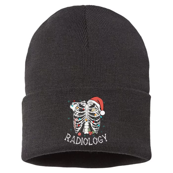 Merry Xraymas Skeleton Rib Cage Radiology Christmas Gifts Sustainable Knit Beanie