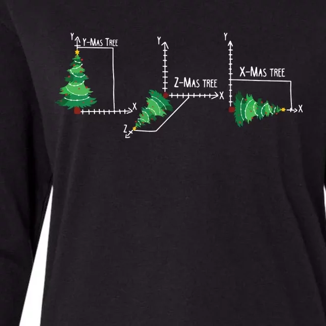 Merry Xmas Tree Math Funny Christmas Math Teacher Womens Cotton Relaxed Long Sleeve T-Shirt