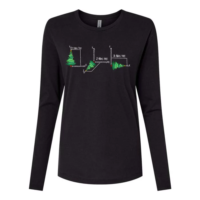 Merry Xmas Tree Math Funny Christmas Math Teacher Womens Cotton Relaxed Long Sleeve T-Shirt