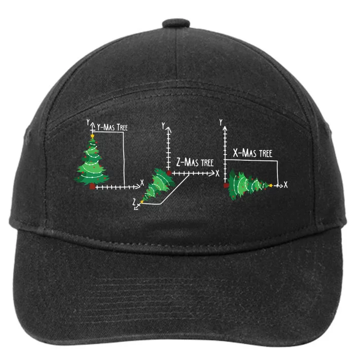 Merry Xmas Tree Math Funny Christmas Math Teacher 7-Panel Snapback Hat