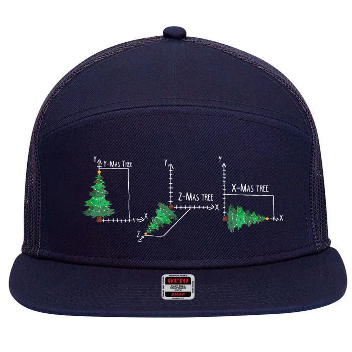 merry xmas tree math  christmas math teacher 7 Panel Mesh Trucker Snapback Hat