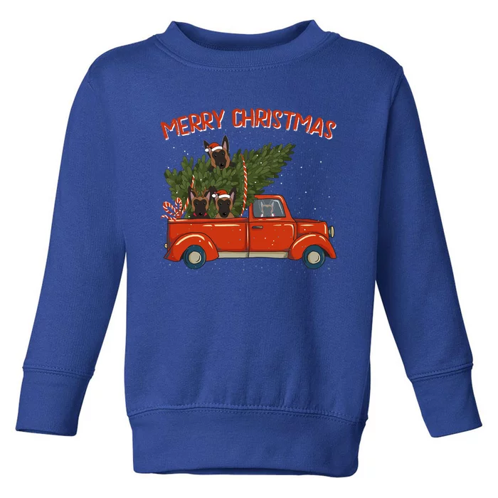 Malinois Xmas Vintage Red Pickup Retro Truck Gift Toddler Sweatshirt