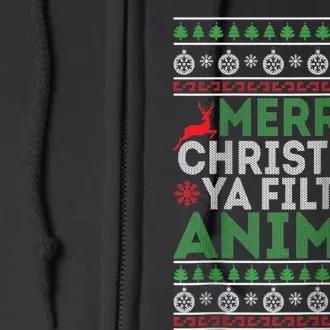 Merry Xmas ya-filthy animal funny christmas pajama Full Zip Hoodie