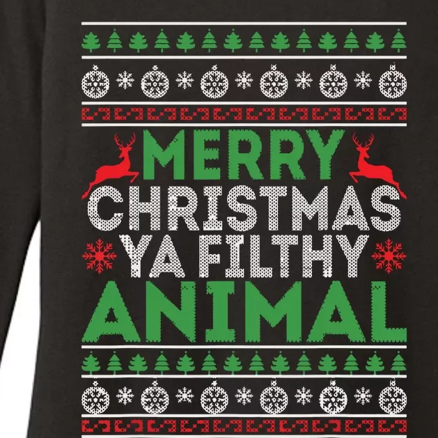 Merry Xmas Yafilthy Animal Funny Christmas Pajama Womens CVC Long Sleeve Shirt