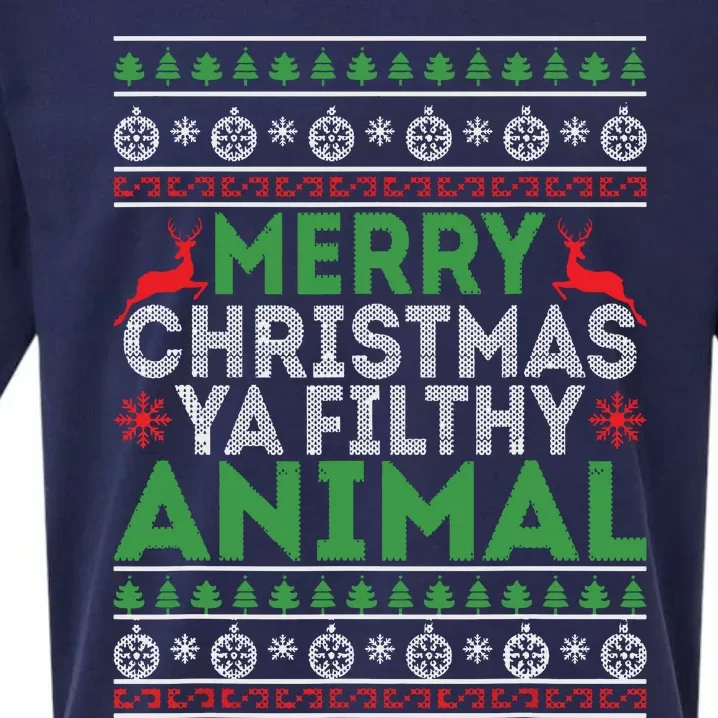 Merry Xmas Yafilthy Animal Funny Christmas Pajama Sueded Cloud Jersey T-Shirt