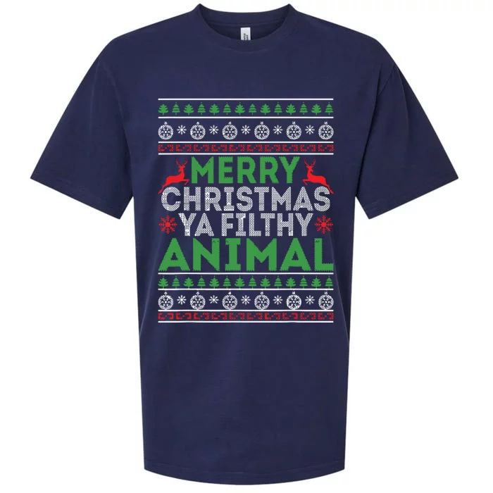 Merry Xmas Yafilthy Animal Funny Christmas Pajama Sueded Cloud Jersey T-Shirt