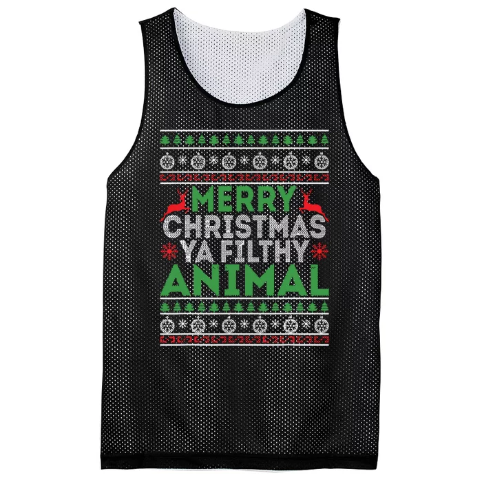 Merry Xmas Yafilthy Animal Funny Christmas Pajama Mesh Reversible Basketball Jersey Tank