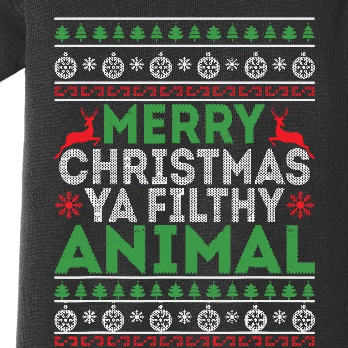 Merry Xmas Yafilthy Animal Funny Christmas Pajama Baby Bodysuit