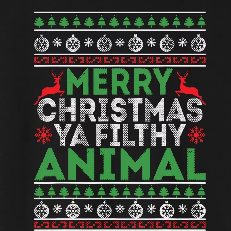 Merry Xmas Yafilthy Animal Funny Christmas Pajama Women's Crop Top Tee