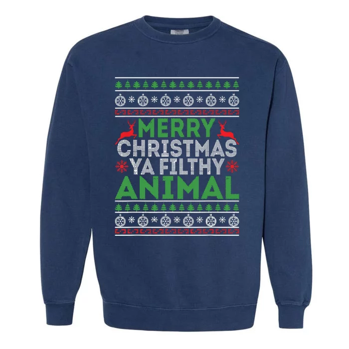 Merry Xmas Yafilthy Animal Funny Christmas Pajama Garment-Dyed Sweatshirt