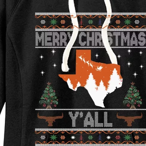 Merry Xmas Y'all Texas Ugly Christmas Sweater Women's Fleece Hoodie