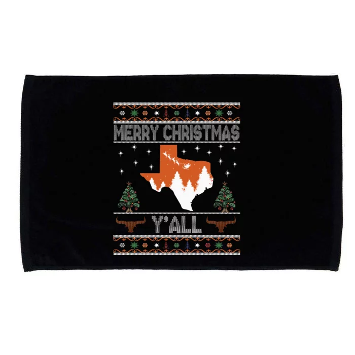 Merry Xmas Y'all Texas Ugly Christmas Sweater Microfiber Hand Towel