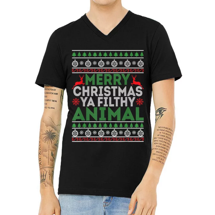 Merry Xmas ya-filthy animal funny christmas pajama V-Neck T-Shirt