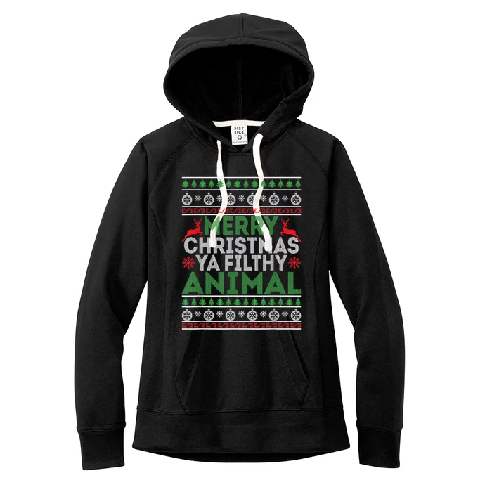 Merry Xmas ya-filthy animal funny christmas pajama Women's Fleece Hoodie