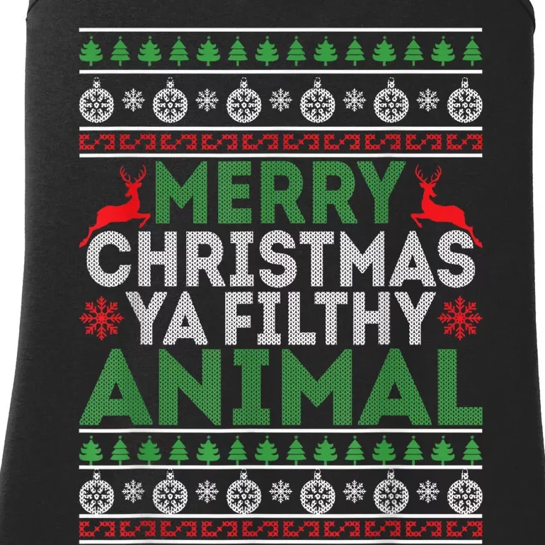 Merry Xmas ya-filthy animal funny christmas pajama Ladies Essential Tank