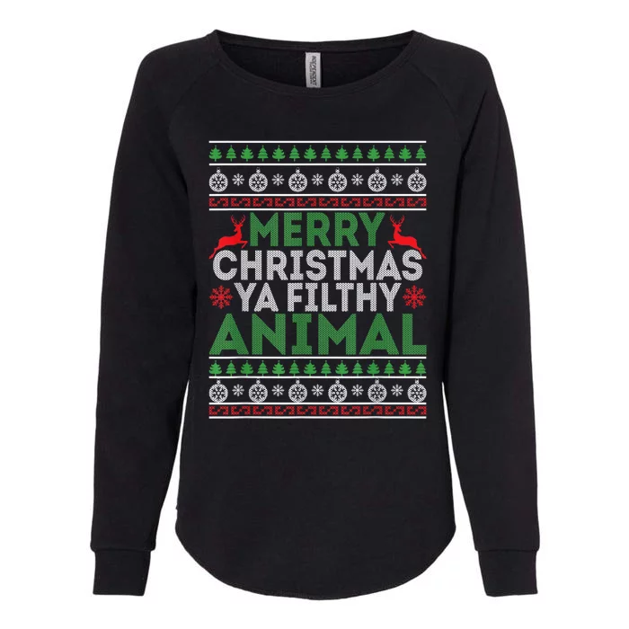 Merry Xmas ya-filthy animal funny christmas pajama Womens California Wash Sweatshirt