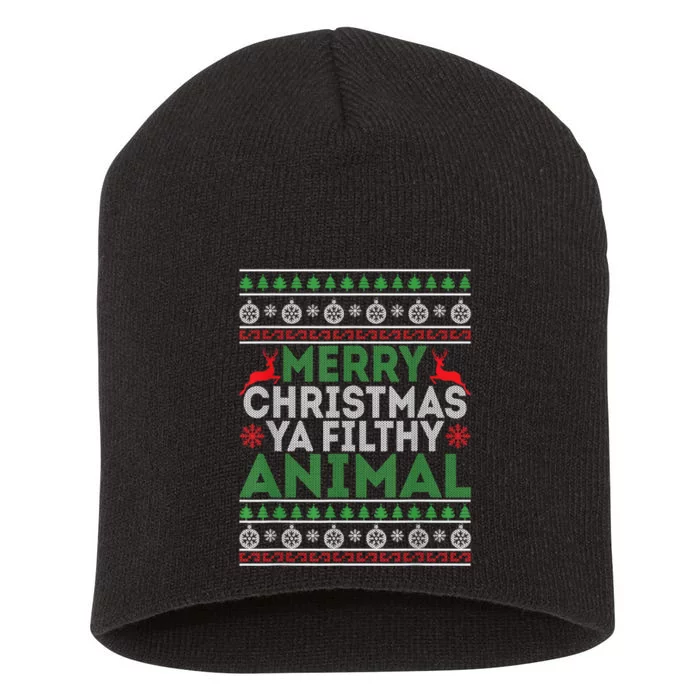 Merry Xmas ya-filthy animal funny christmas pajama Short Acrylic Beanie