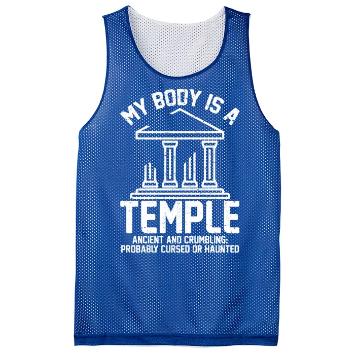 My Body Is A Temple Ancient Crumbling Probably Cursed Haunted Mesh Reversible Basketball Jersey Tank