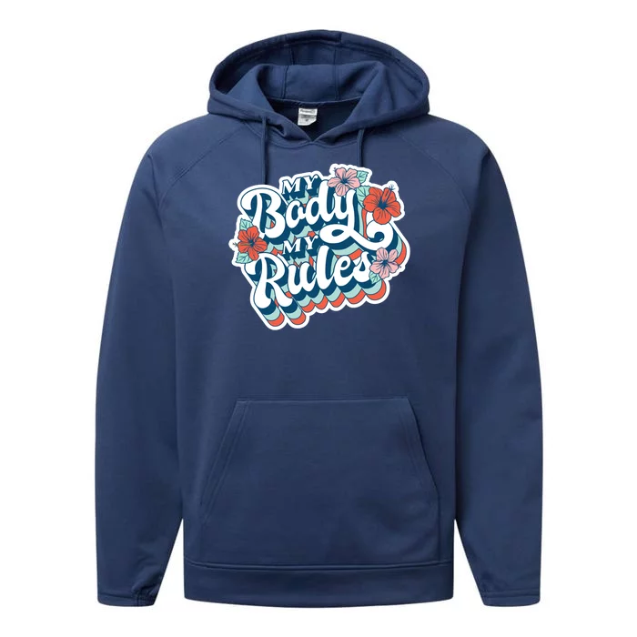 My Body My Rules Floral Performance Fleece Hoodie