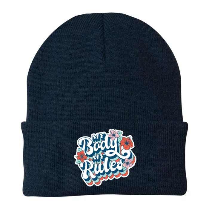 My Body My Rules Floral Knit Cap Winter Beanie