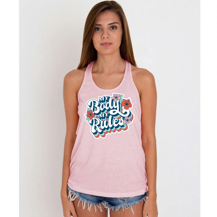 My Body My Rules Floral Women's Knotted Racerback Tank