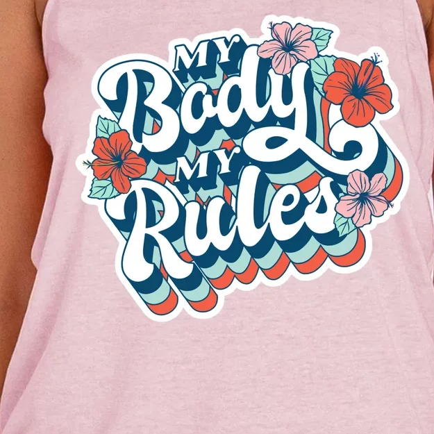 My Body My Rules Floral Women's Knotted Racerback Tank