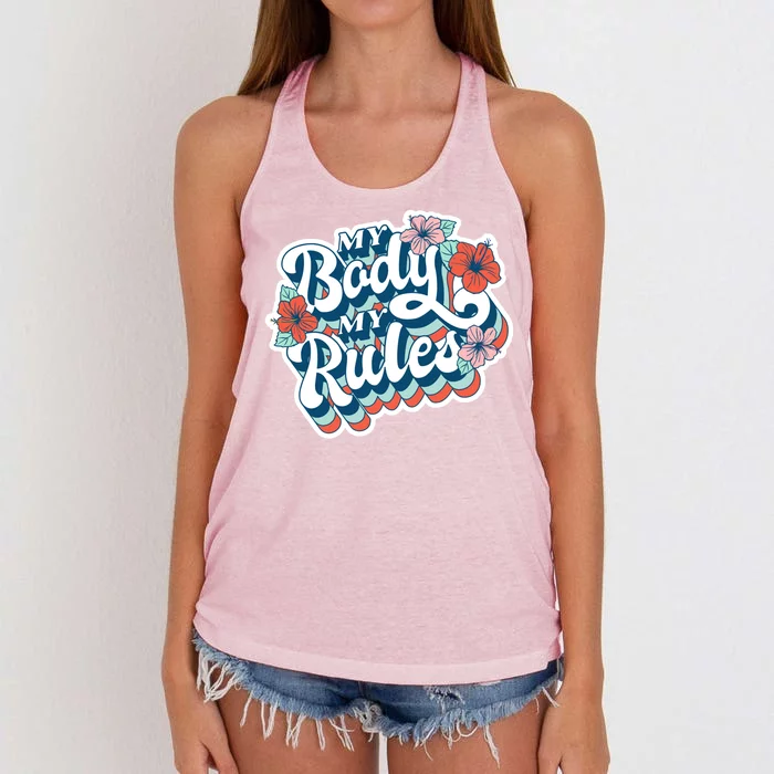 My Body My Rules Floral Women's Knotted Racerback Tank