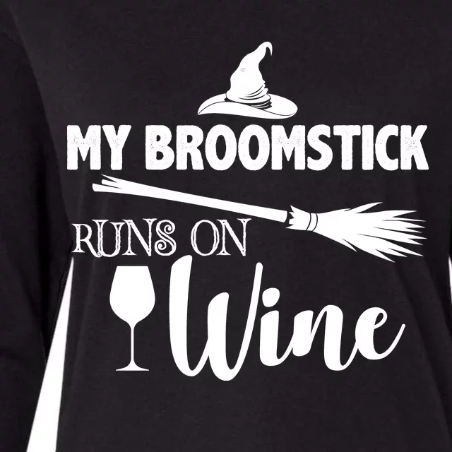 My Broomstick Runs On Wine Womens Cotton Relaxed Long Sleeve T-Shirt