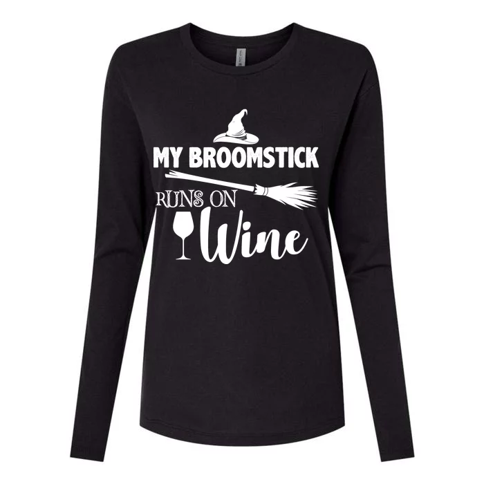 My Broomstick Runs On Wine Womens Cotton Relaxed Long Sleeve T-Shirt