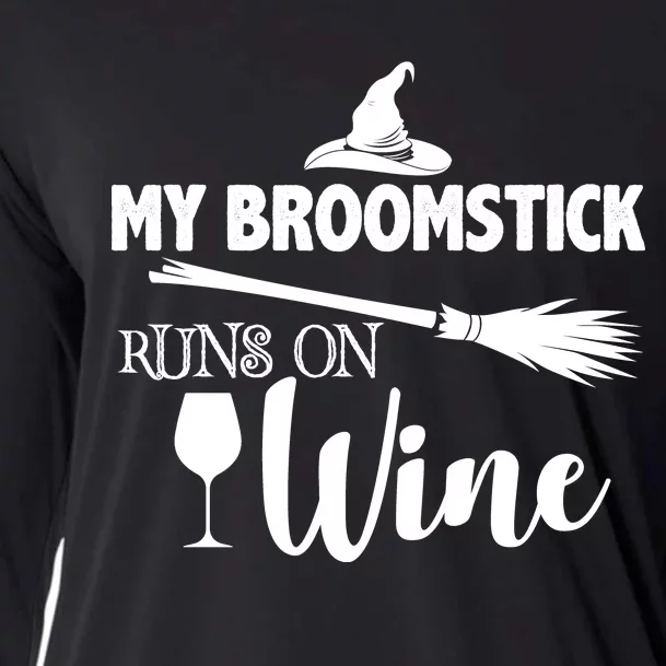 My Broomstick Runs On Wine Cooling Performance Long Sleeve Crew