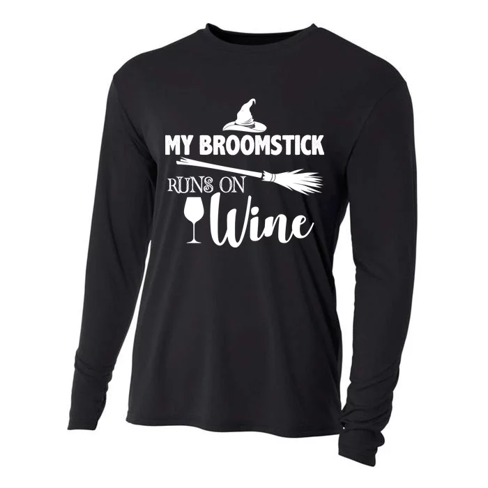 My Broomstick Runs On Wine Cooling Performance Long Sleeve Crew